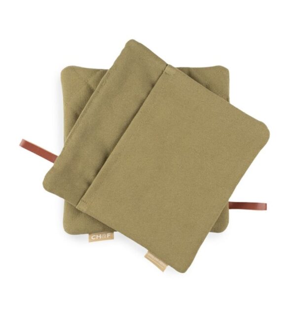 CHEF02002-Pannenlap-oregano-(2) CHEF Pannenlap stevig canvas BBQ - Groen 20*20 cm
