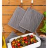 CHEF02102-pannenlap_dots_grijs_4 CHEF Pannenlap Siliconen dots - grijs 20*20 cm