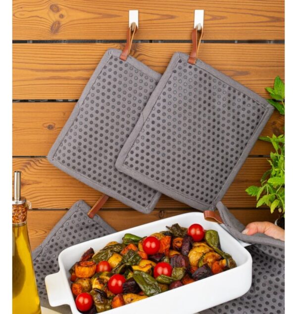 CHEF02102-pannenlap_dots_grijs_4 CHEF Pannenlap Siliconen dots - grijs 20*20 cm
