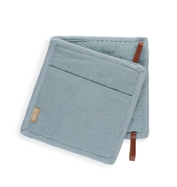 CHEF02103-pannenlap-dots-blauw-2 CHEF Pannenlap Siliconen dots - Blauw 20*20 cm