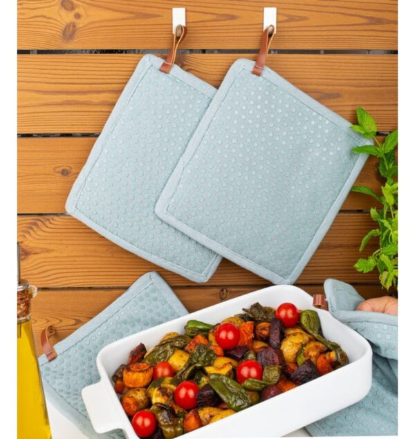 CHEF02103-pannenlap-dots-blauw-4 CHEF Pannenlap Siliconen dots - Blauw 20*20 cm