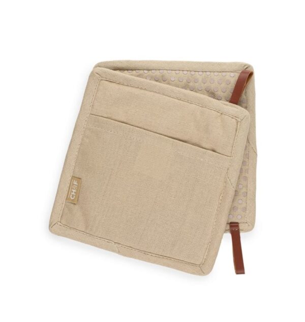 CHEF02104-Pannenlap-dots-beige-(2) CHEF Pannenlap Siliconen dots - Beige 20*20 cm