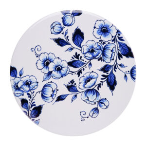 Pannenonderzetter met blauwe bloemen