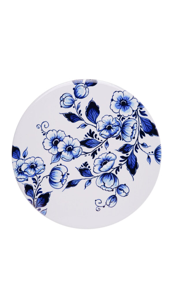 Pannenonderzetter met blauwe bloemen